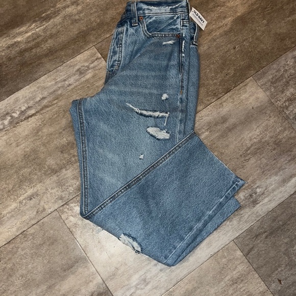 NWT OLD NAVY SKY HIGH STRAIGHT LEG DISTRESS JEAN - Picture 2 of 14
